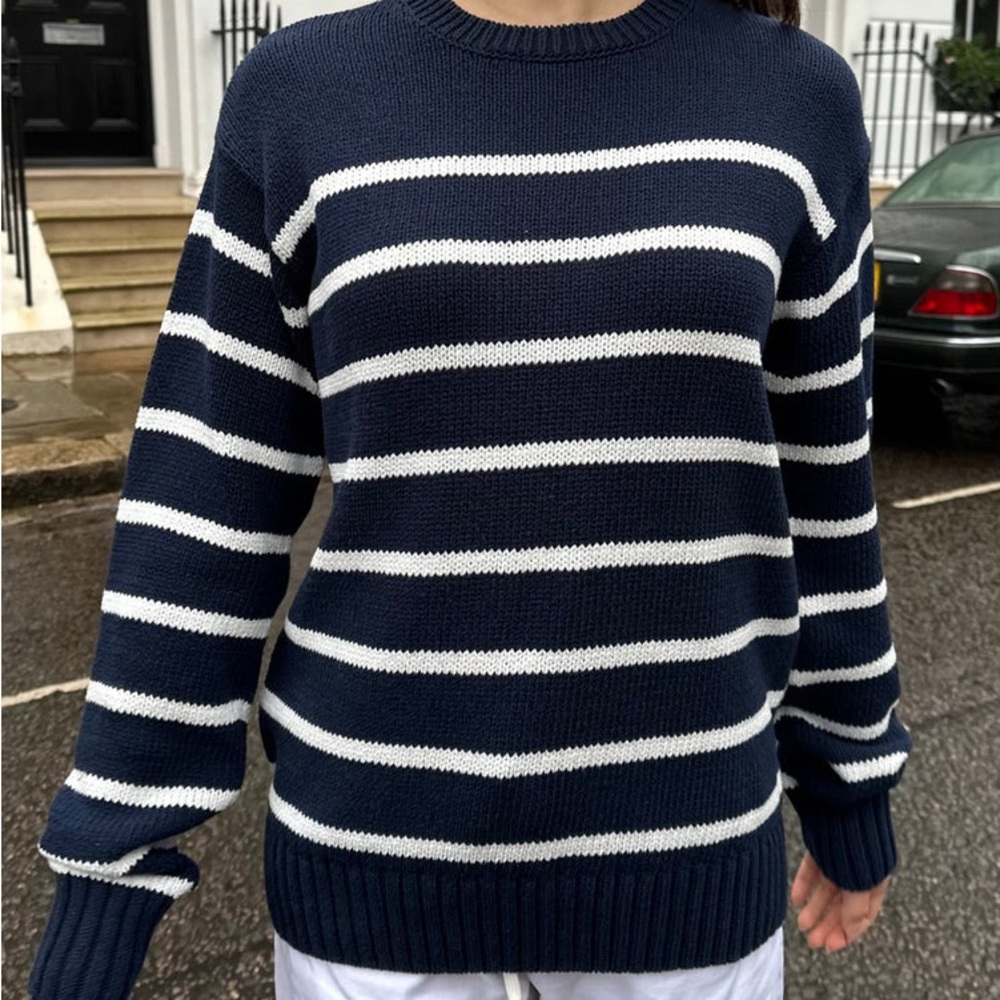 Brandy Melville, navy white stripped heavy weight baggy sweater